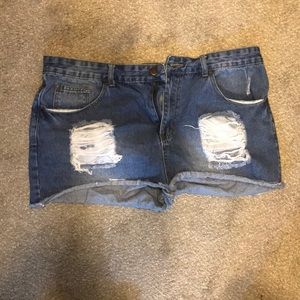 Boohoo high waisted denim shorts